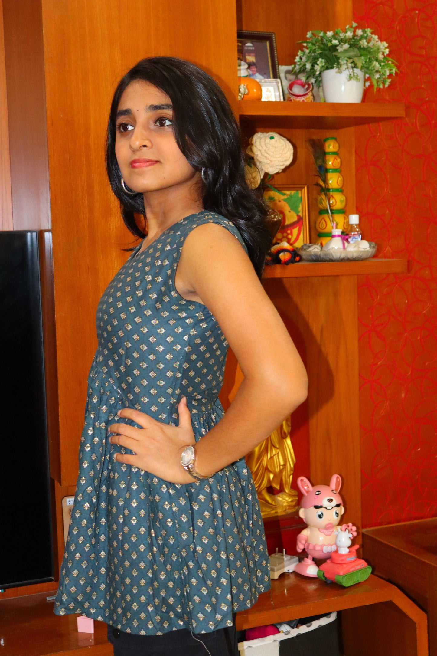 Teal Blossom Short Kurti #RSK3002